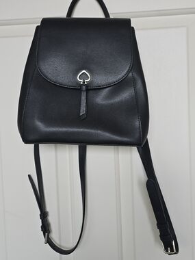 kate spade Black Leather Mini Backpack with Spade Accent